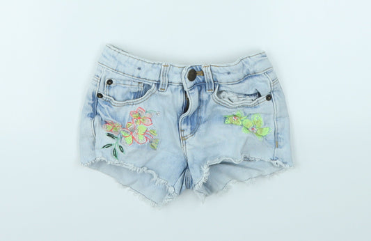Marks & Spencer Girls Blue Cut-Off Shorts Size 3-4 Years