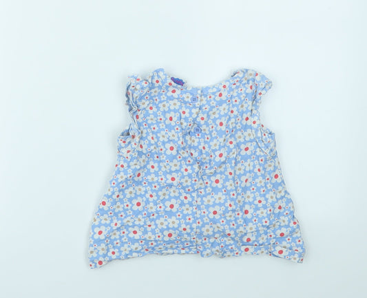 George Girls Blue Geometric Basic T-Shirt Size 12-18 Months