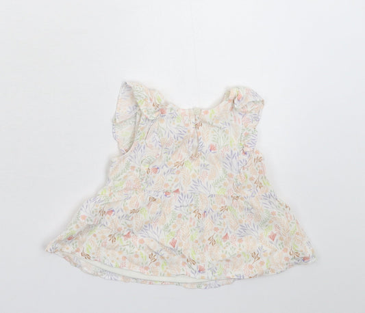 Nutmeg Girls White Floral Basic T-Shirt Size 6-9 Months