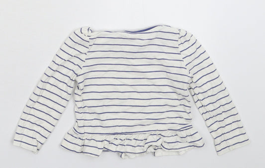 Mini Club Girls White Striped Basic T-Shirt Size 9-12 Months