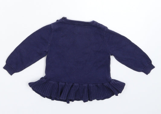 Nutmeg Girls Blue Knit Pullover Jumper Size 3-6 Months