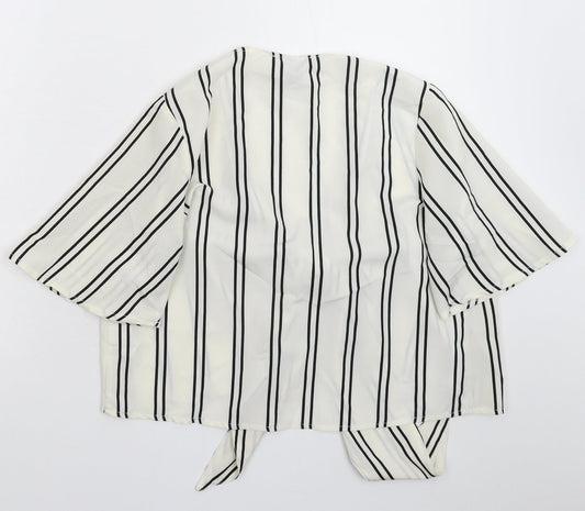 Primark Womens White Striped Basic Blouse Size 10