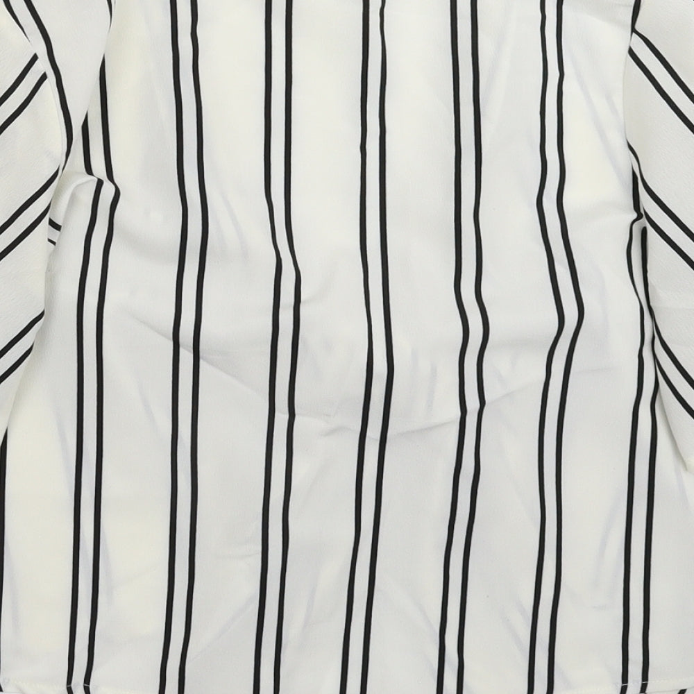 Primark Womens White Striped Basic Blouse Size 10