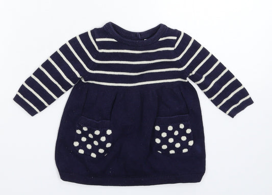 Gap Girls Blue Striped Jumper Dress Size 3-6 Months