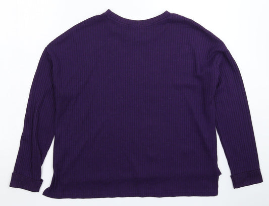 Primark Womens Purple Striped Pullover Jumper Size 12 - Oversized