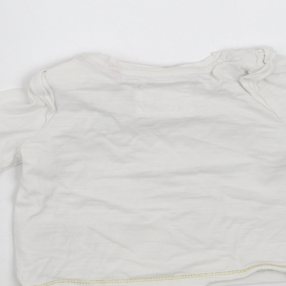 Brand and care label for Mothercare girls’ white basic t-shirt, size 3-6, months - christmas