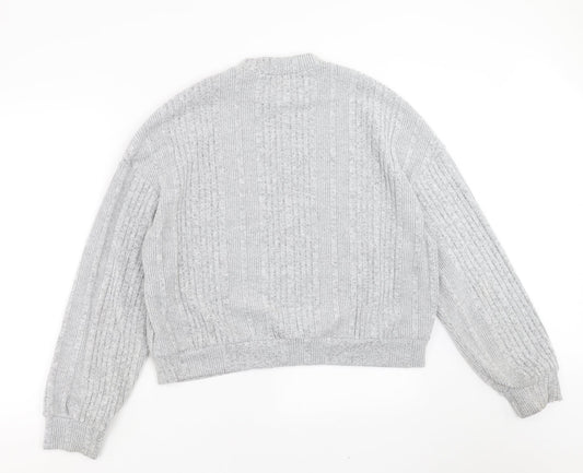 SheIn Womens Grey Striped Knit Pullover Jumper Size XL