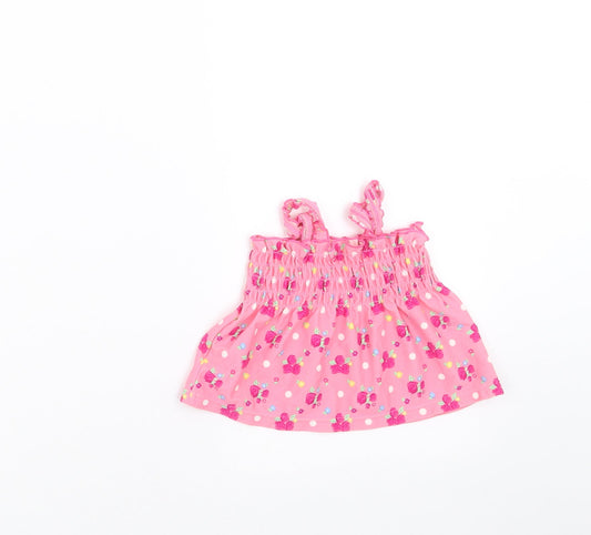 Mothercare Girls Pink Floral Basic T-Shirt Size 6-9 Months - swim top 6-12months