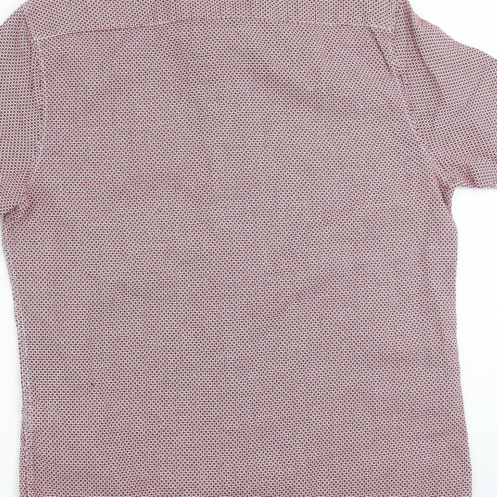 Mens UK Size S NEXT Red Button-Up Short Sleeve Casual Shirt