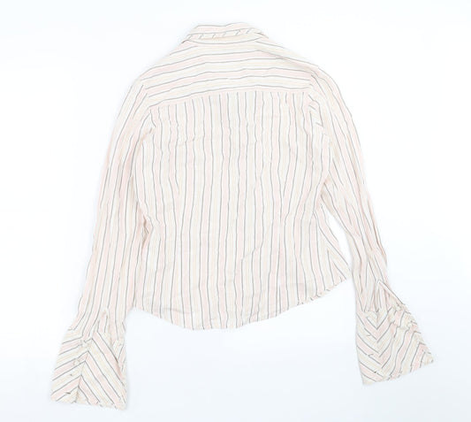 George Womens Pink Striped Basic Button-Up Size 12