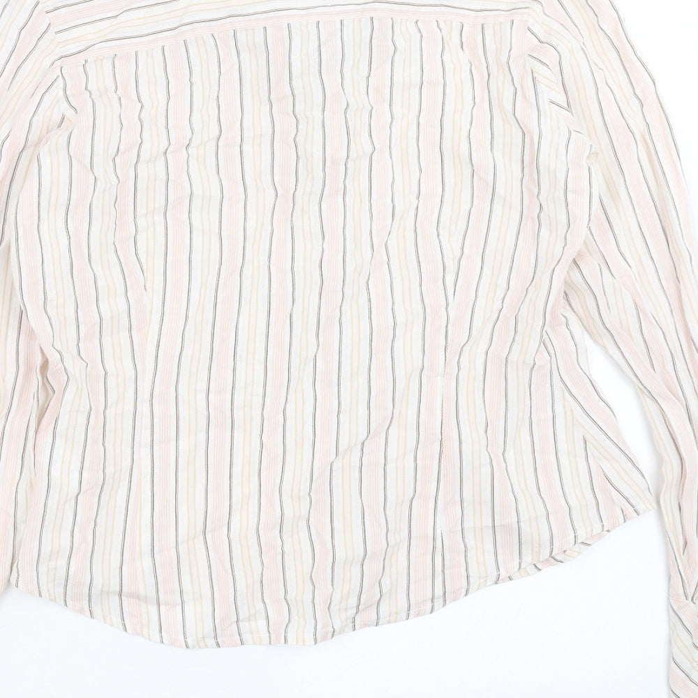 George Womens Pink Striped Basic Button-Up Size 12