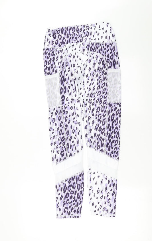 SheIn Womens Purple Animal Print Compression Leggings Size S L27 in