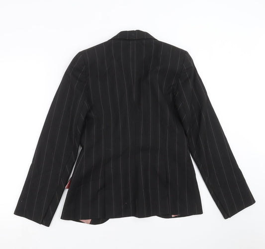 Oasis Womens Black Striped  Jacket Suit Jacket Size 8