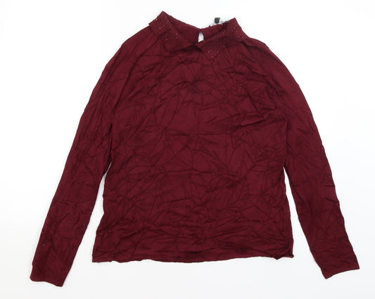 Womens UK Size 12 Bonmarche Red Basic T-Shirt