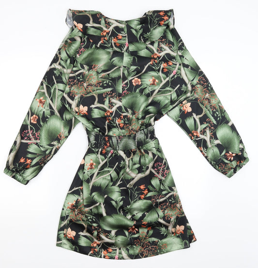 H&M Womens Black Floral Sheath Size XS