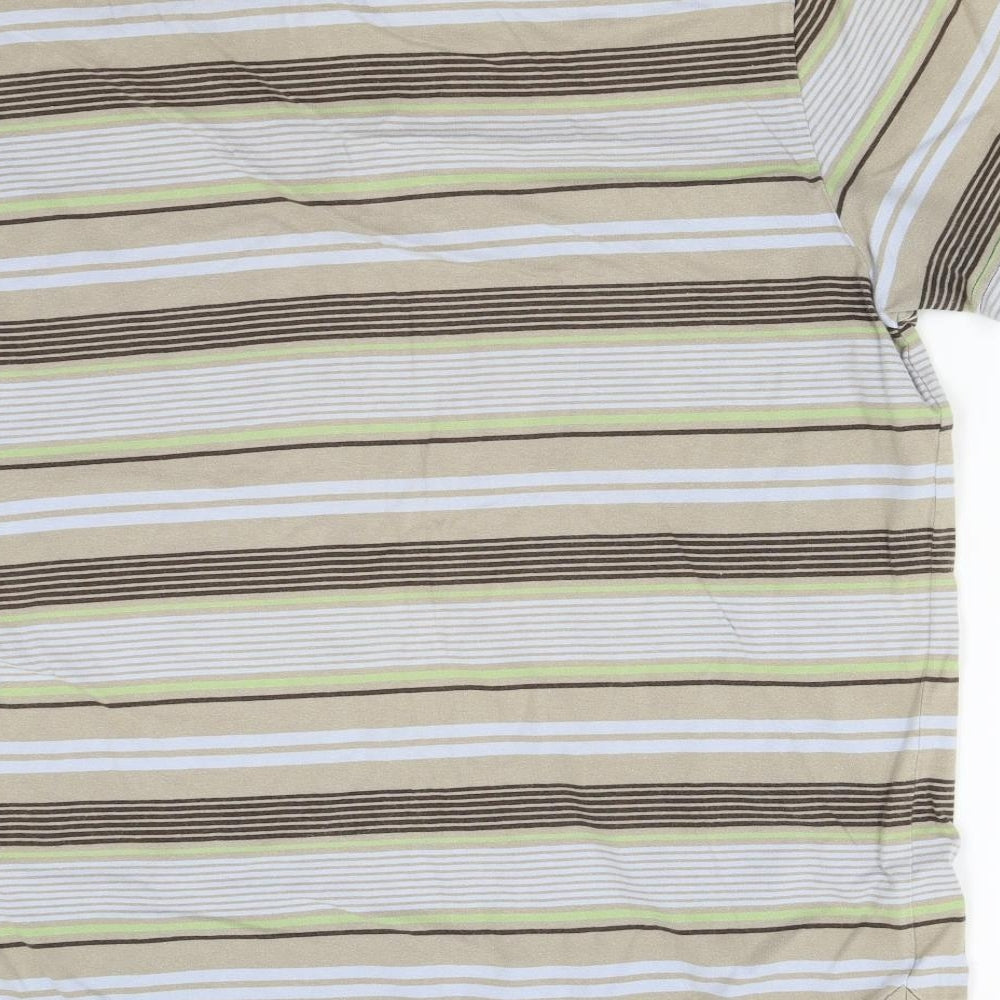 ALS Mens Brown Striped Polo Size M