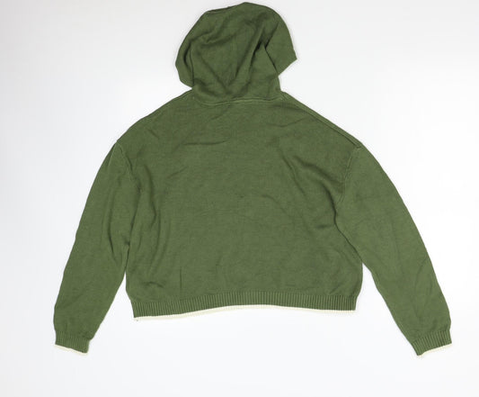 H&M Girls Green Knit Pullover Hoodie Size L