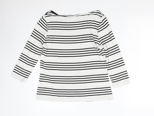Autograph Womens White Striped Basic Blouse Size M
