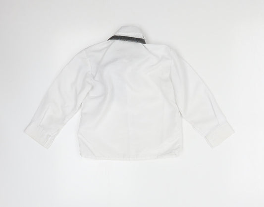 Preworn Boys White Basic Button-Up Size 4 Years - With Neck Tie