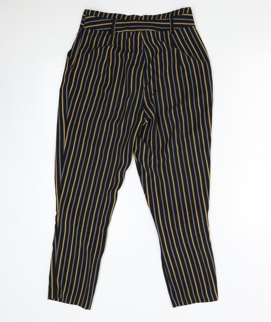 New Look Womens Black Striped Trousers Size 8 L26 in