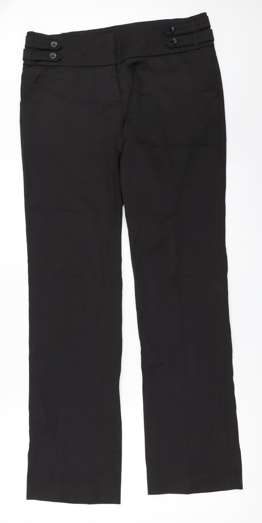 Womens UK Size 38 RESERVED Regular Fit Black Trousers
