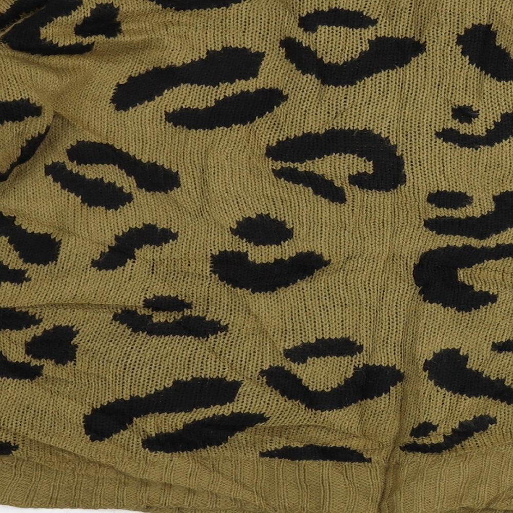 Boohoo Womens Brown Animal Print Pullover Jumper Size M