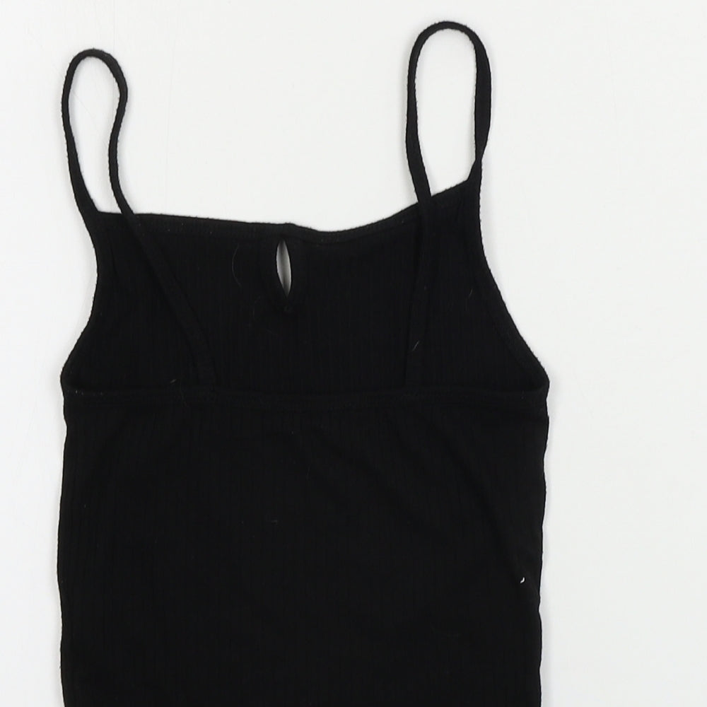 Primark Womens Black Cropped T-Shirt Size 4