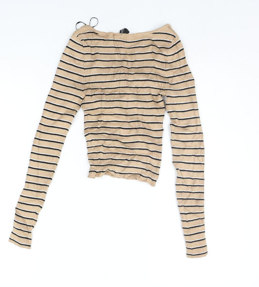 DIVDED Womens Beige Striped Pullover Jumper Size XS