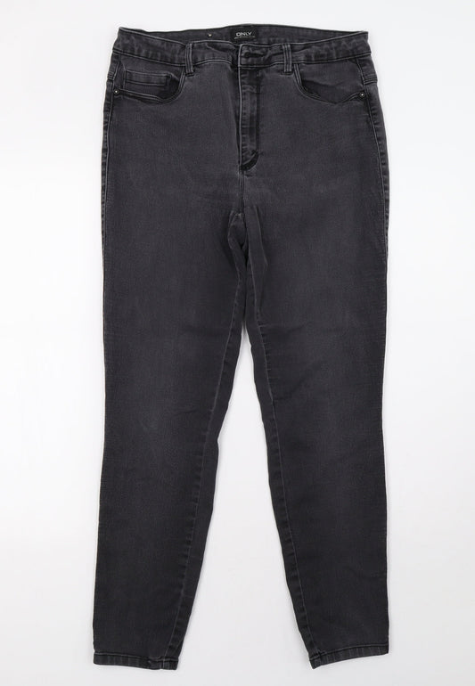 Additional front view of Only women’s grey denim skinny jeans, size XL, 30-inch leg