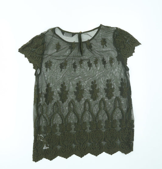 Womens UK Size 12 Dorothy Perkins Green Basic Blouse