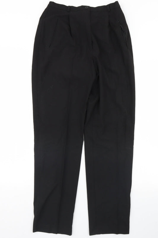 Womens UK Size 10 Damart Regular Fit Dress Pants Black Trousers