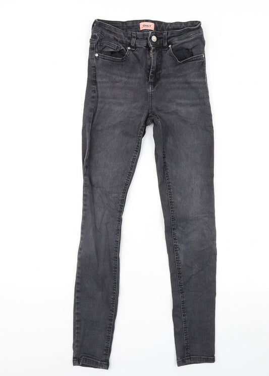 Additional front view of Only women’s black denim skinny jeans, size S, 30-inch leg