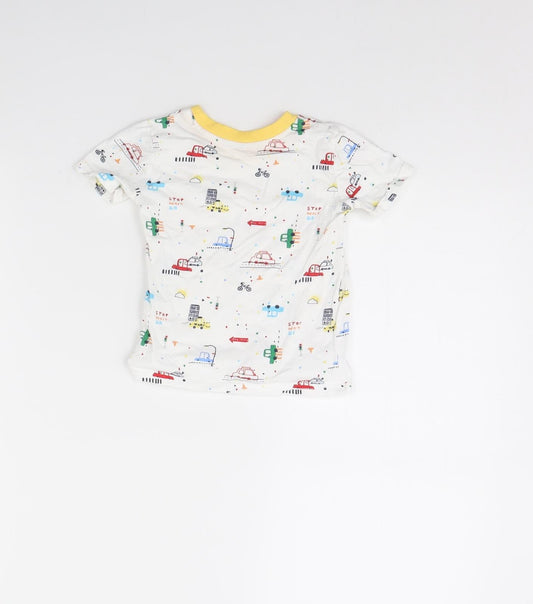 George Baby White Spotted Basic T-Shirt Size 9-12 Months - Cars