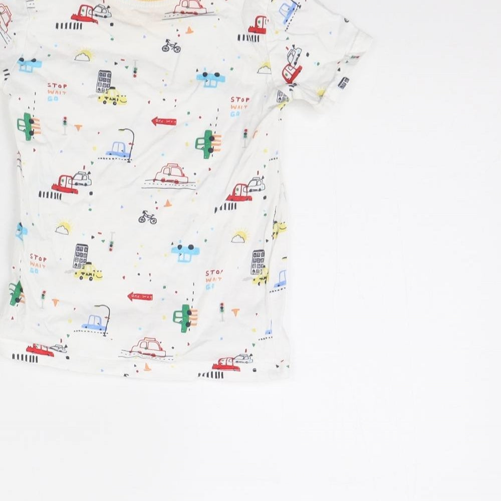 Brand and care label for George Baby White Spotted Basic T-Shirt, size 9-12, Months - Cars