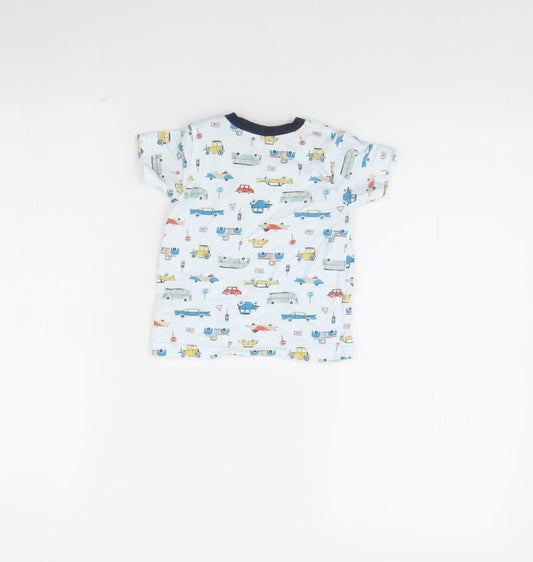 Nutmeg Baby Blue Spotted Basic T-Shirt Size 9-12 Months - Cars