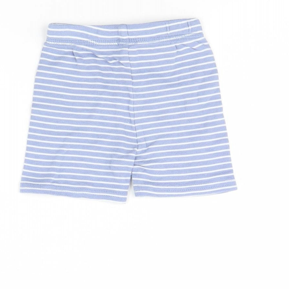 Brand and care label for George Baby Blue Striped Cropped Trousers, size 9, Months