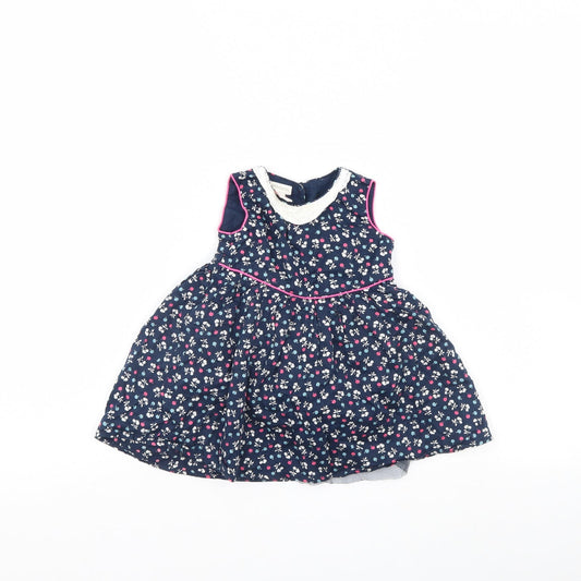 Monsoon Girls Blue Polka Dot Fit & Flare Size 6-9 Months