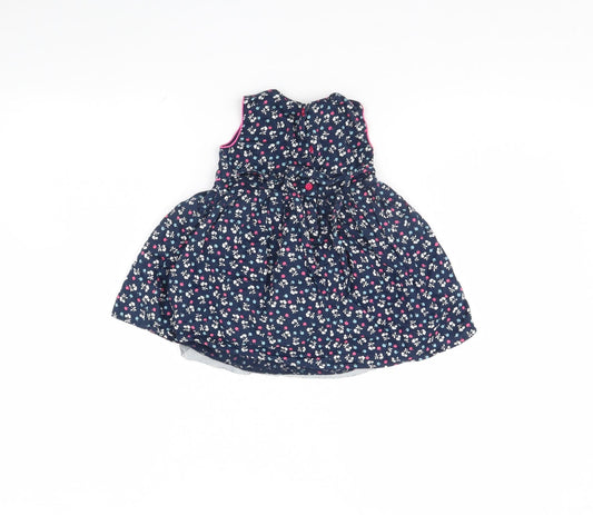 Monsoon Girls Blue Polka Dot Fit & Flare Size 6-9 Months