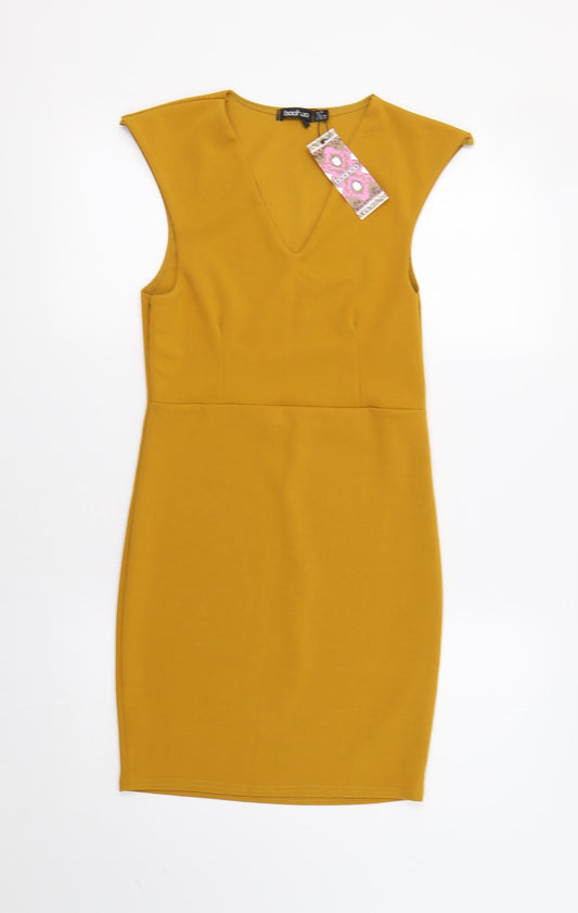 Boohoo Womens Yellow Bodycon Size 10