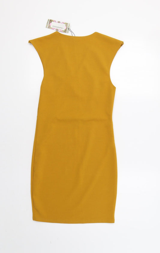 Boohoo Womens Yellow Bodycon Size 10