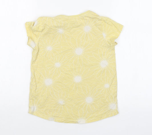 Nutmeg Girls Yellow Floral Basic T-Shirt Size 7-8 Years