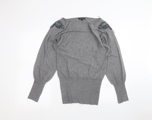Womens UK Size 10 QED London Grey Pullover Jumper