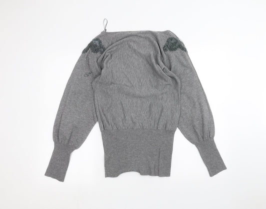 Womens UK Size 10 QED London Grey Pullover Jumper