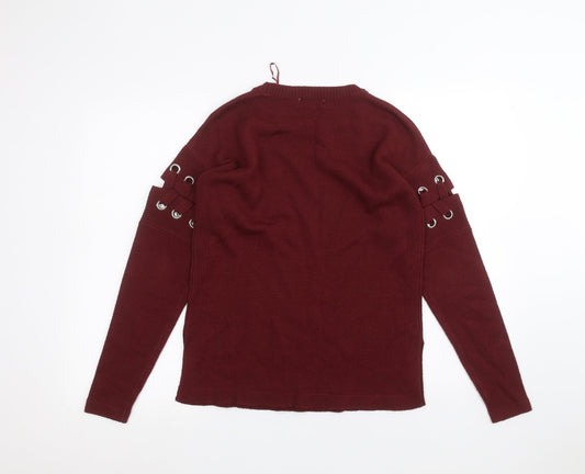 Womens UK Size S Papaya Red Pullover Jumper