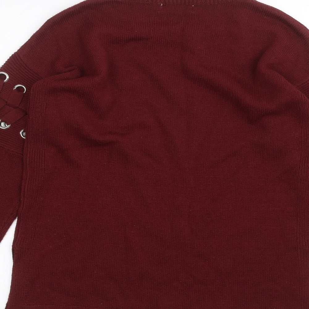 Womens UK Size S Papaya Red Pullover Jumper
