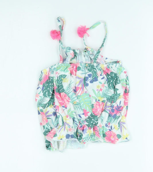 George Girls Green Floral Basic Blouse Size 10-11 Years