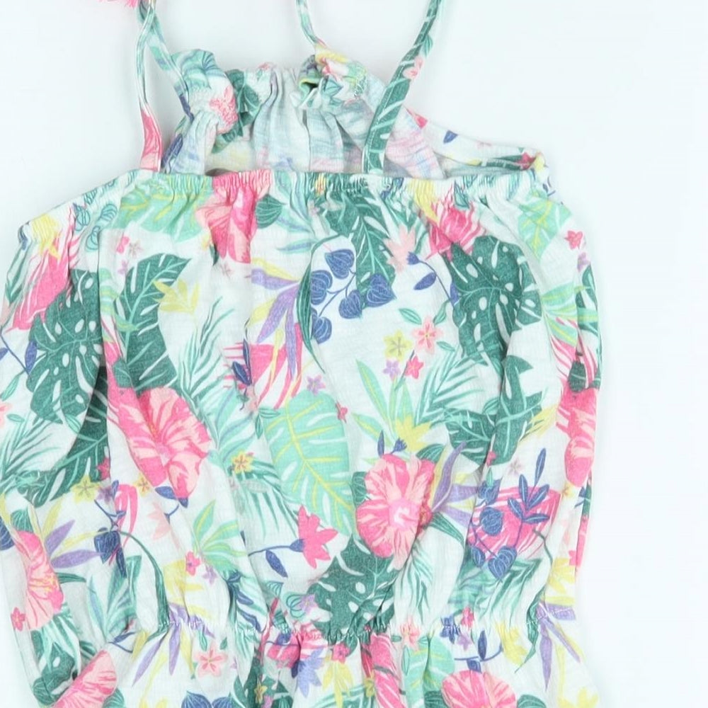 George Girls Green Floral Basic Blouse Size 10-11 Years