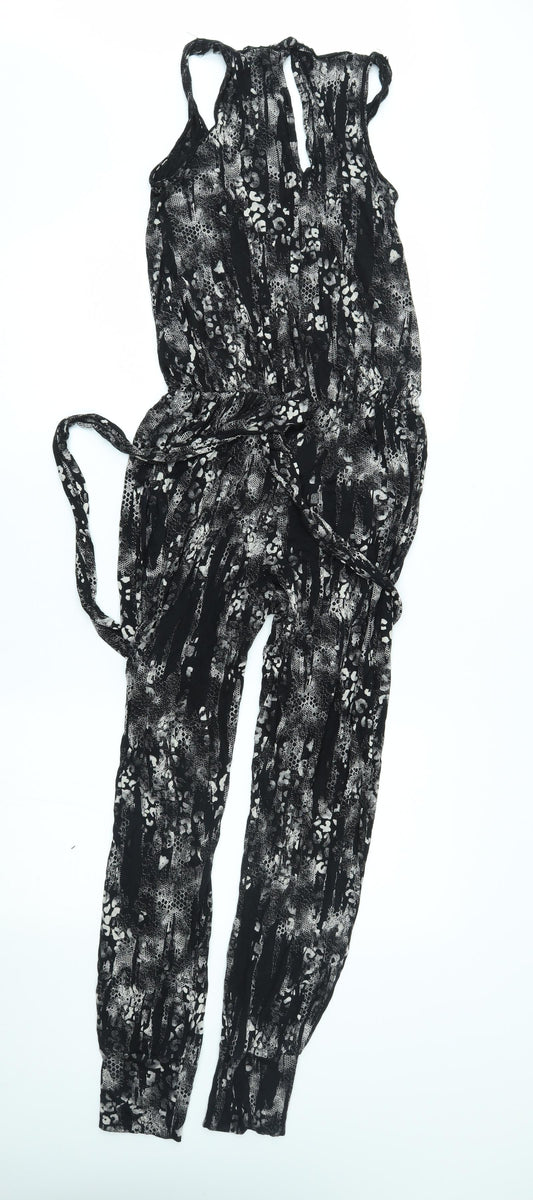 Crafted Womens Black Geometric Jumpsuit One-Piece Size 8 L27 in
