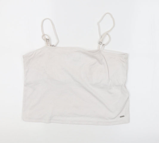 Womens UK Size XL Hollister White Cropped Tank