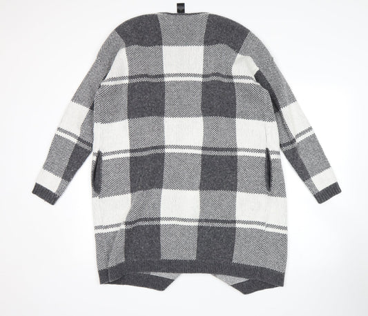 Ann Taylor Womens Grey Check Wrap Jumper Size M